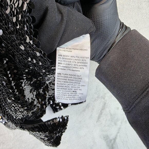 Chicos Jacket Womens Medium Black Sequin Collared Shimmer Party Blazer Top - Picture 7 of 7